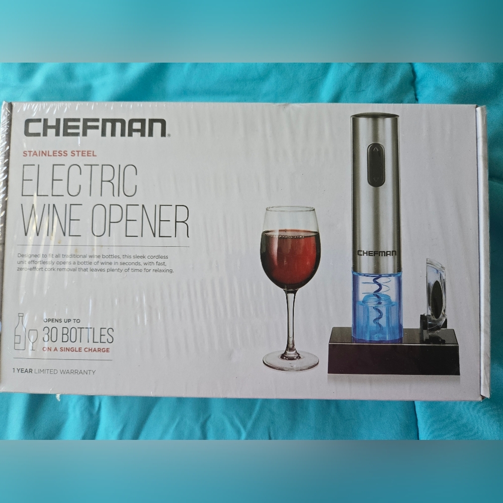 Chefman Stainless Steel Rechargeable Electric Wine Opener